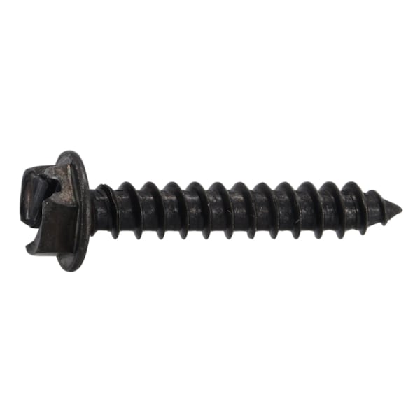 Midwest Fastener Sheet Metal Screw, #8 x 1 in, Black Oxide Steel Flange Hex Head Slotted Drive, 15 PK 39568 - main
